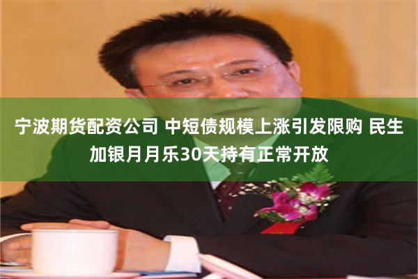 宁波期货配资公司 中短债规模上涨引发限购 民生加银月月乐30天持有正常开放