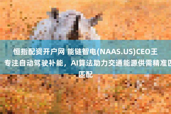 恒指配资开户网 能链智电(NAAS.US)CEO王阳：专注自动驾驶补能，AI算法助力交通能源供需精准匹配