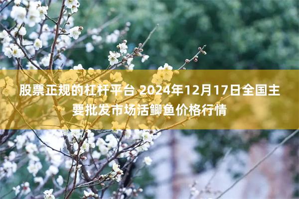 股票正规的杠杆平台 2024年12月17日全国主要批发市场活鲫鱼价格行情