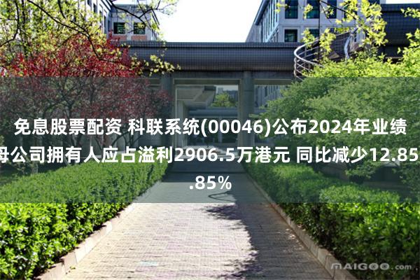 免息股票配资 科联系统(00046)公布2024年业绩 母公