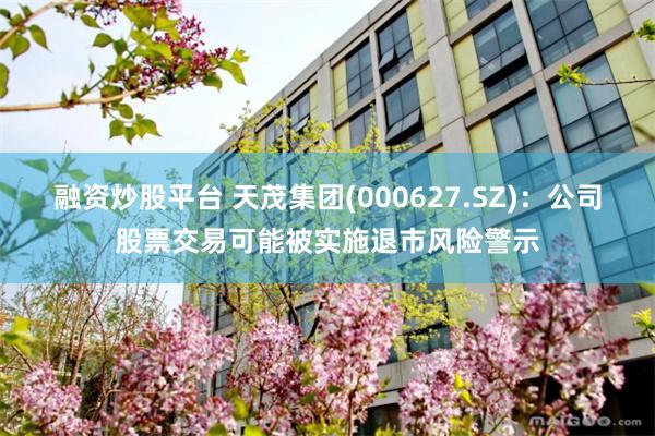 融资炒股平台 天茂集团(000627.SZ)：公司股票交易可能被实施退市风险警示