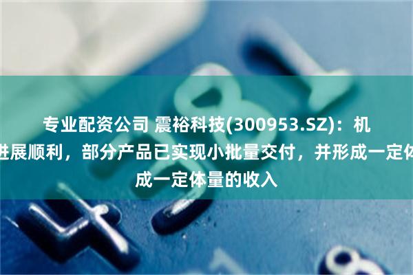 专业配资公司 震裕科技(300953.SZ)：机器人产品进展顺利，部分产品已实现小批量交付，并形成一定体量的收入