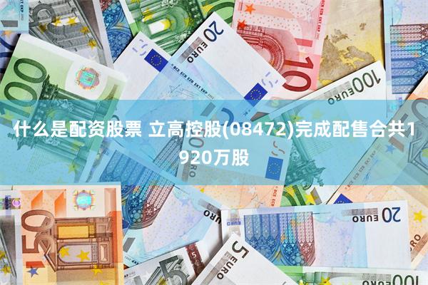 什么是配资股票 立高控股(08472)完成配售合共1920万股