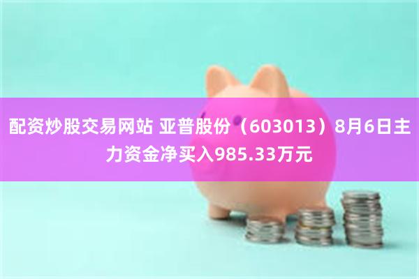 配资炒股交易网站 亚普股份（603013）8月6日主力资金净买入985.33万元