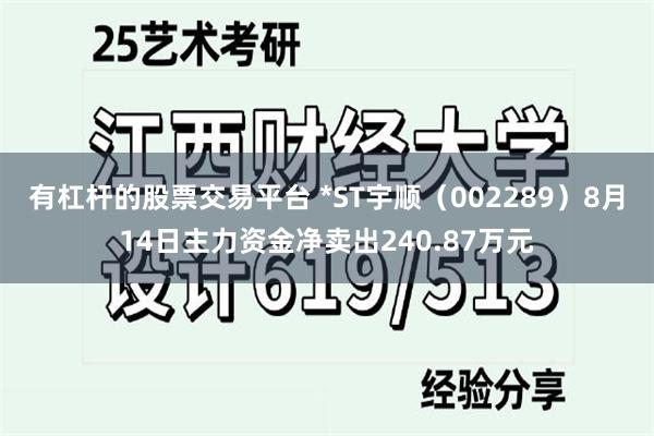 有杠杆的股票交易平台 *ST宇顺（002289）8月14日主力资金净卖出240.87万元