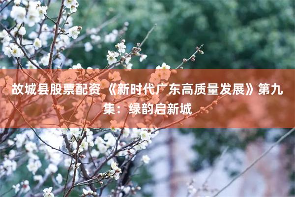 故城县股票配资 《新时代广东高质量发展》第九集：绿韵启新城