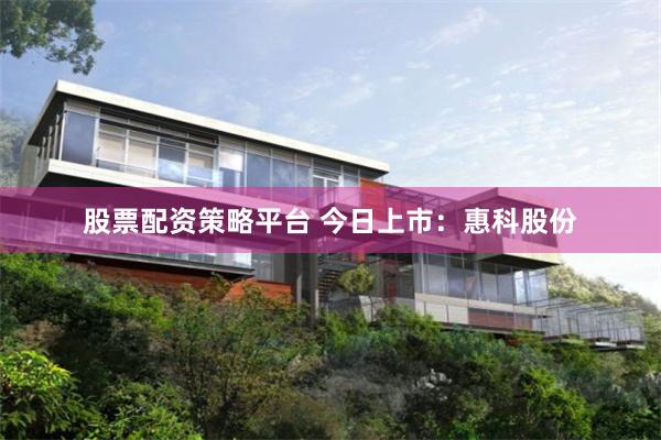 股票配资策略平台 今日上市：惠科股份