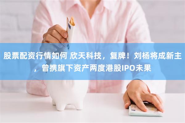 股票配资行情如何 欣天科技，复牌！刘杨将成新主，曾携旗下资产两度港股IPO未果